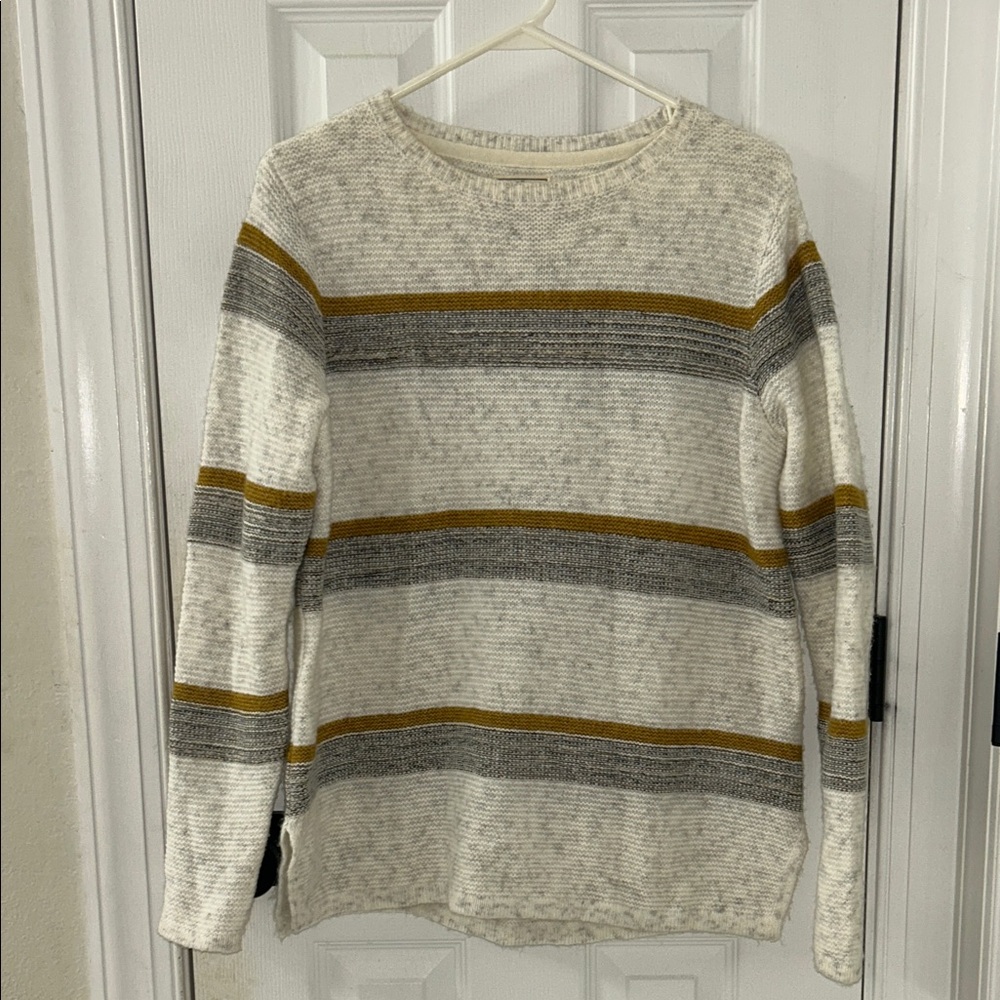 Fat Face Wool Blend Natural/Soft Ivory Striped Sweater